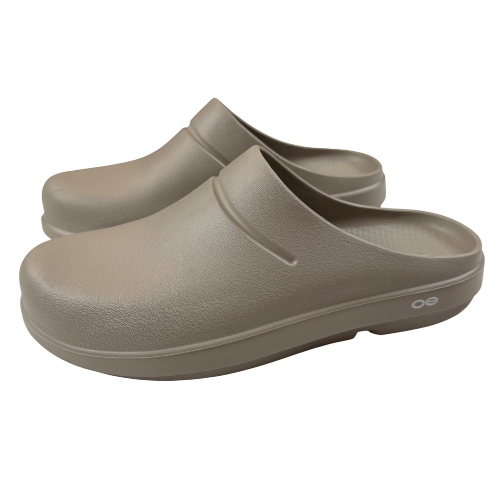 Oofos OOCloog Recovery Clogs Taupe Khaki Mens 12 Womens 14 EU 45 OOfoam Slip On